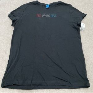 Patriotic Women’ Bedazzled Red White Blue Black Short Sleeved T-Shirt - …